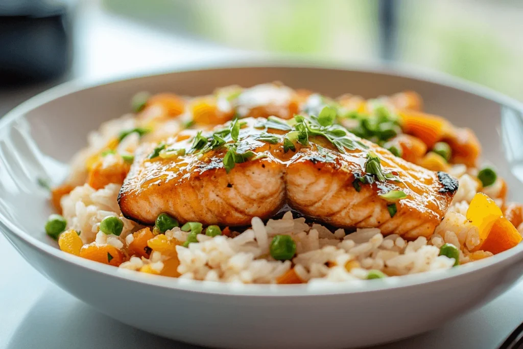 Honey Garlic Salmon with Rice