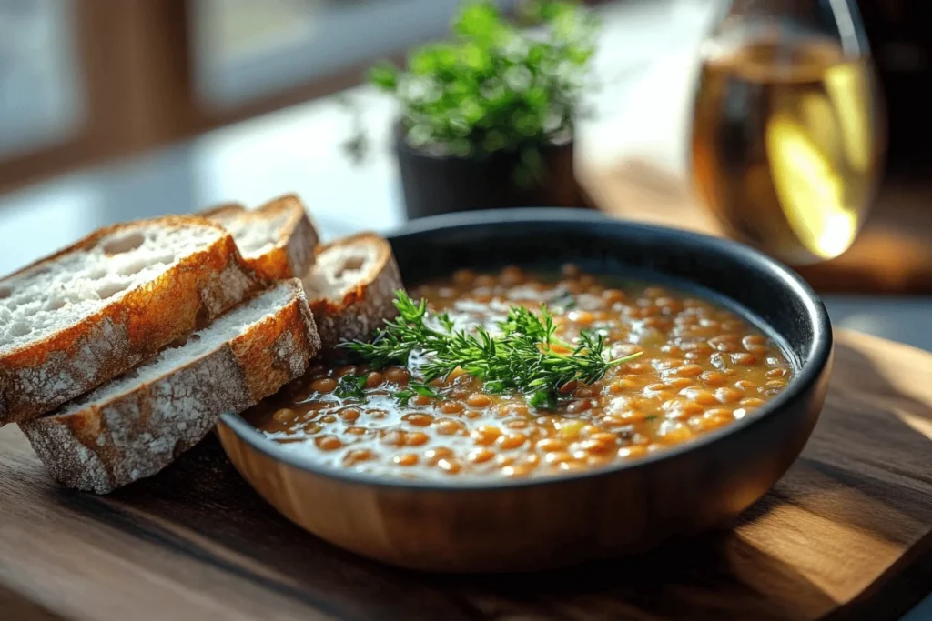 Lentil Soup with Crusty Bread