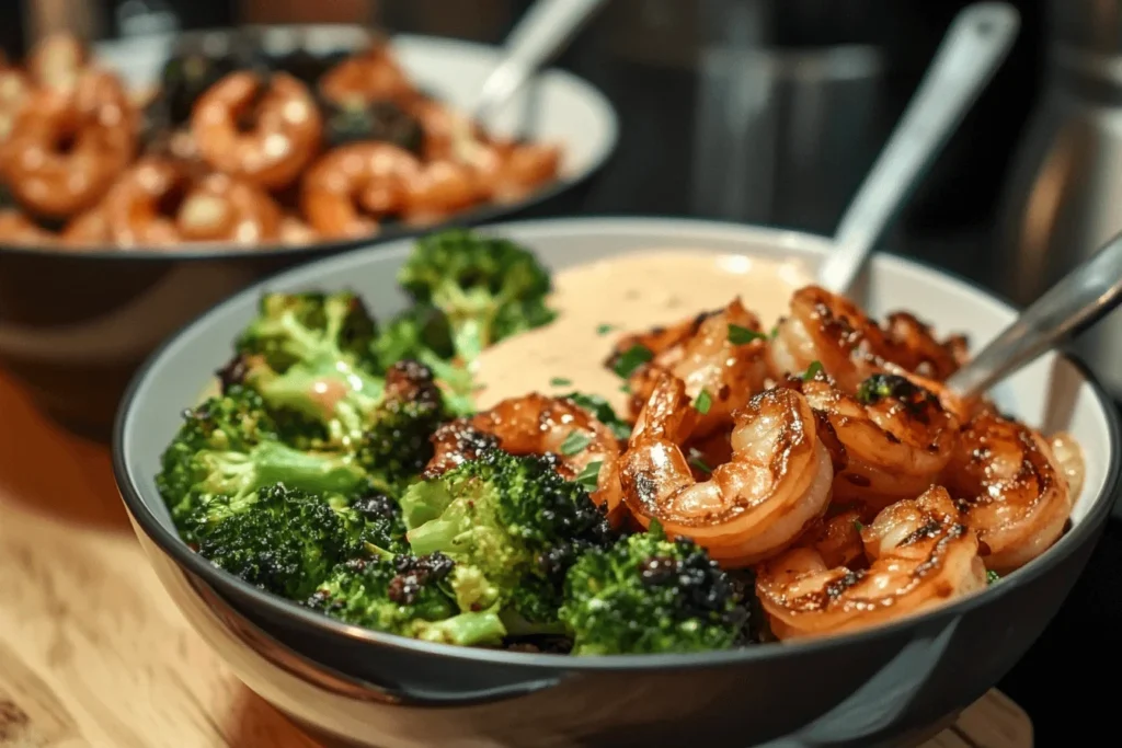 Honey Garlic Shrimp Bowls with Roasted Broccoli