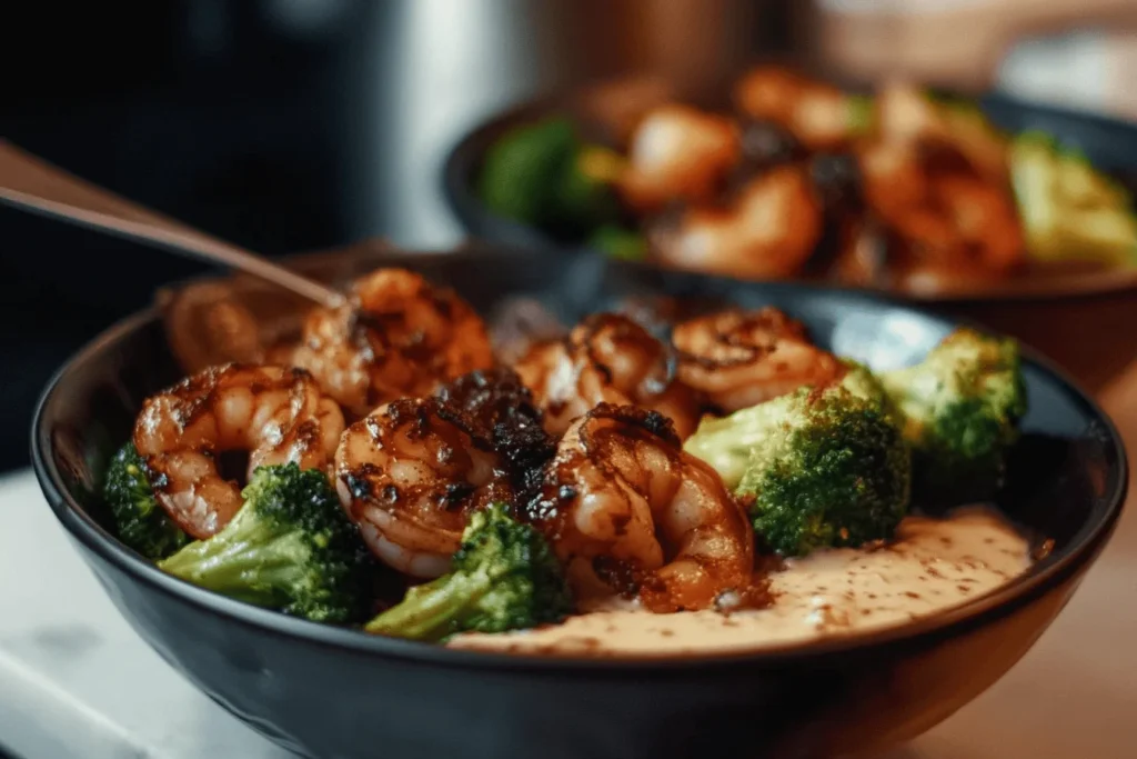 Honey Garlic Shrimp Bowls with Roasted Broccoli