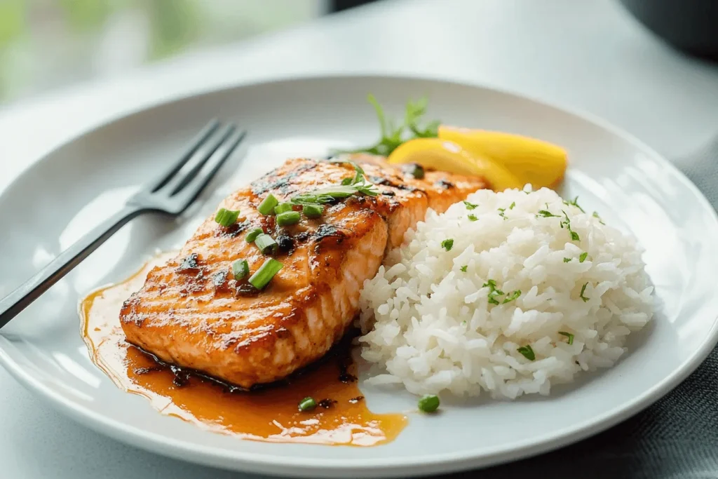 Honey Garlic Salmon with Rice